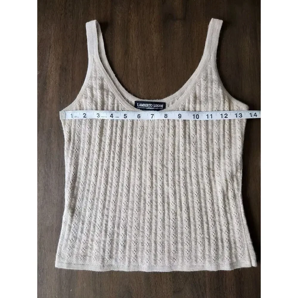 Lamberto Losani Women's Cashmere Beige Tank & Cardigan Set Size M Pre-owned - Picture 7 of 11